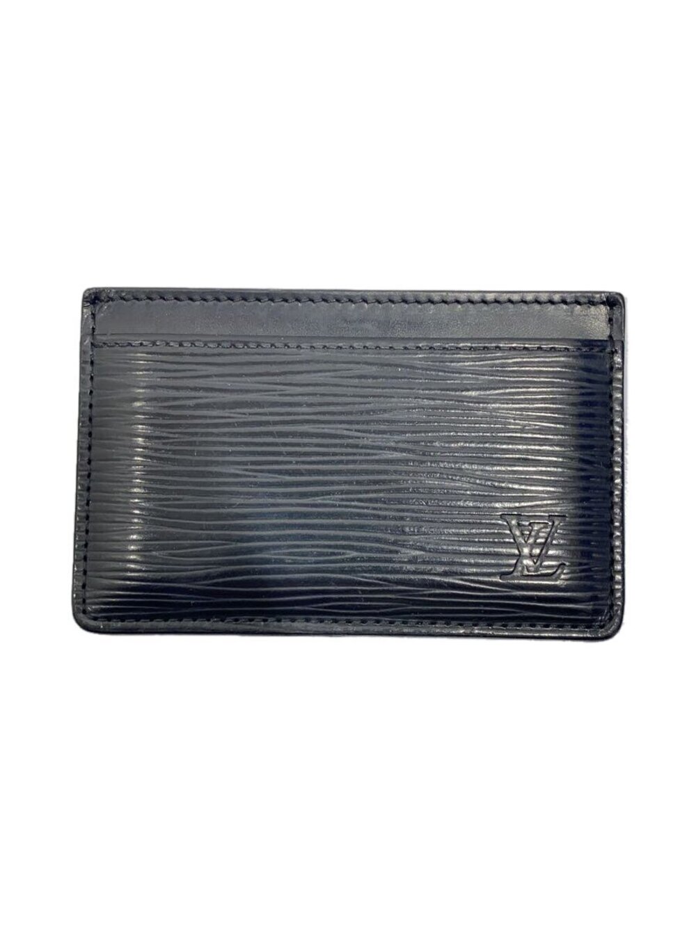 LOUIS VUITTON Porte Wallet Cartes Epi Black Leather Black Solid